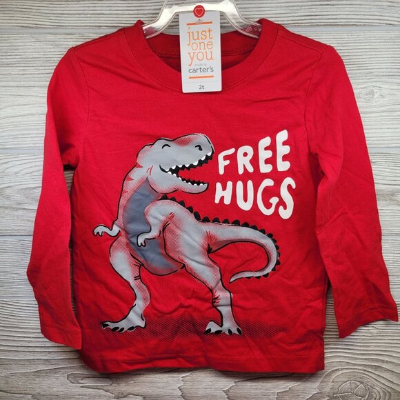 Valentines Day Long Sleeve T Rex Dinosaur Free Hugs Shirt 2T Just One You Carter - Picture 1 of 5